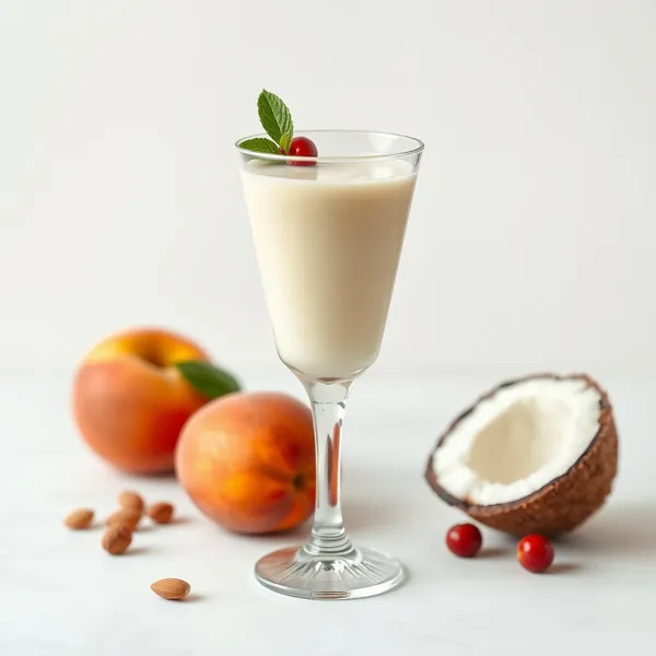 Smoothie Vegano de Pêssego, Amêndoa e Leite de Coco